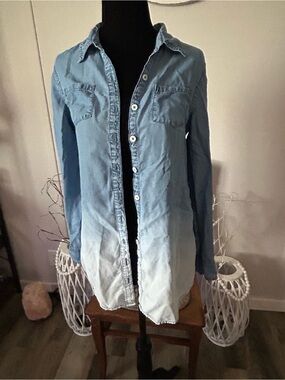 Justice Light Blue Ombre Denim Shirt Jacket